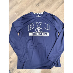 Men’s Colosseum Athletics BYU Cougars Arch Over Logo LS t-shirt navy blue Large